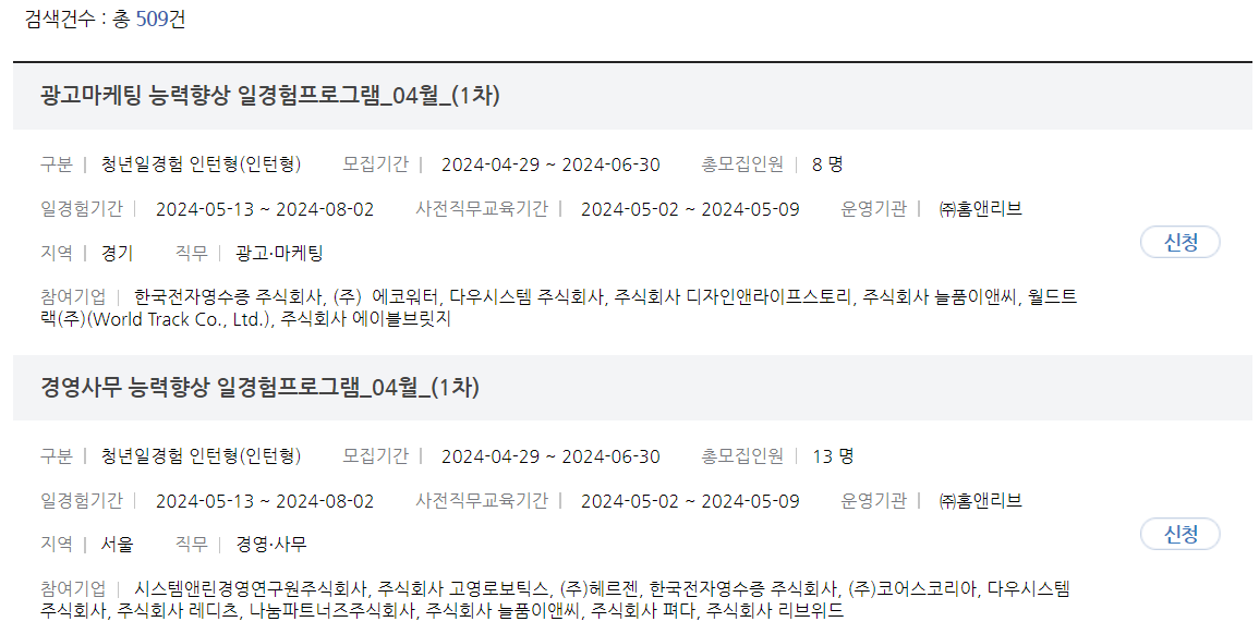 미래내일 일경험 사업