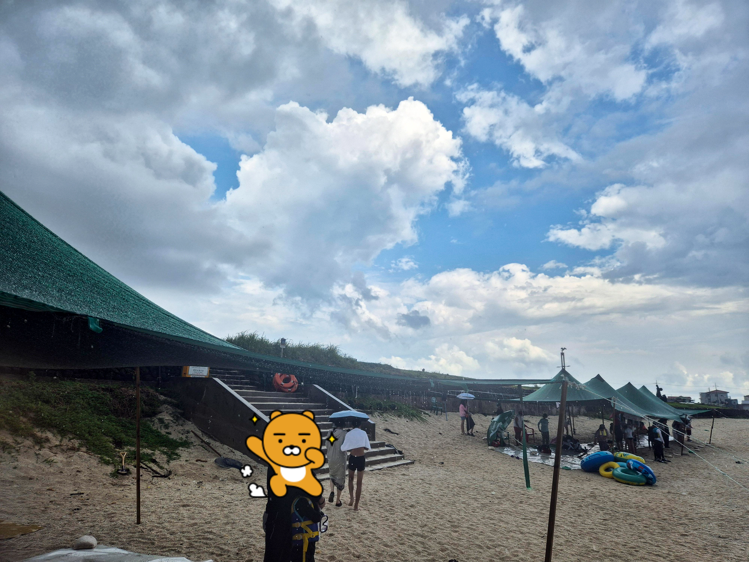 비가 너무 많이 오면 대비하기도 하는 모습