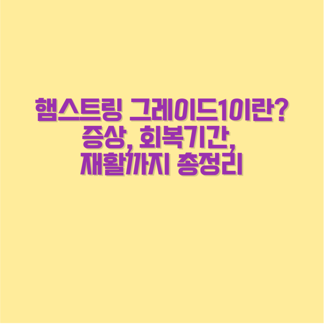 햄스트링 그레이드1이란? 증상, 회복기간, 재활