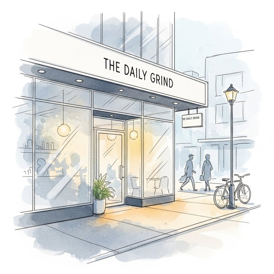 깔끔하고 세련된 분위기의 현대적인 카페 외관