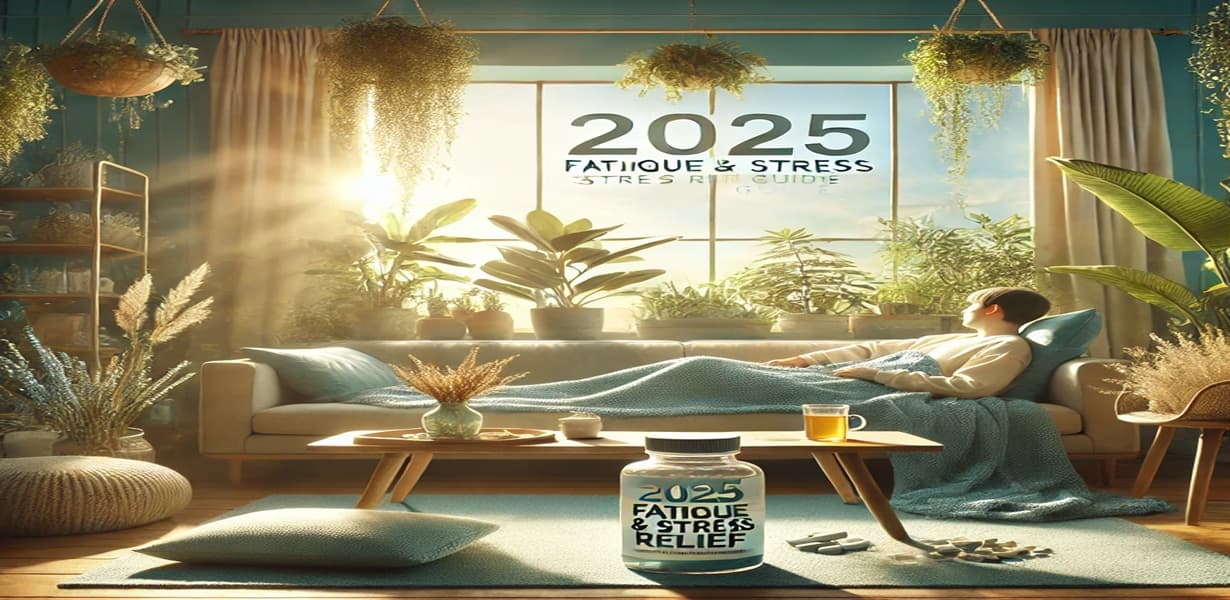 스트레스 완화와 피로 회복을 위한 자연스러운 힐링 공간, 아슈와간다와 마그네슘 보충제가 함께 있는 풍경