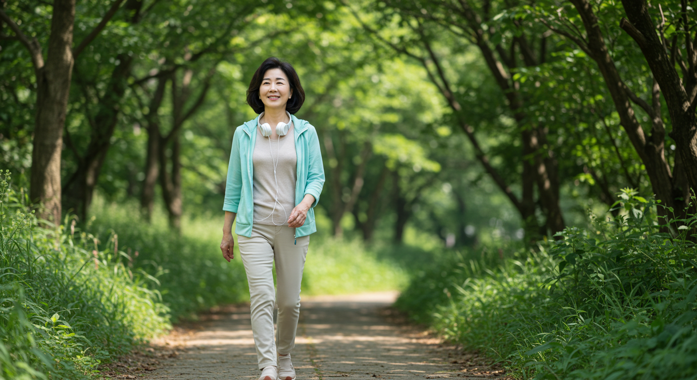 자연 속을 걷는 여성