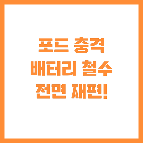 포드 배터리 합작 투자 철수와 제품 ..