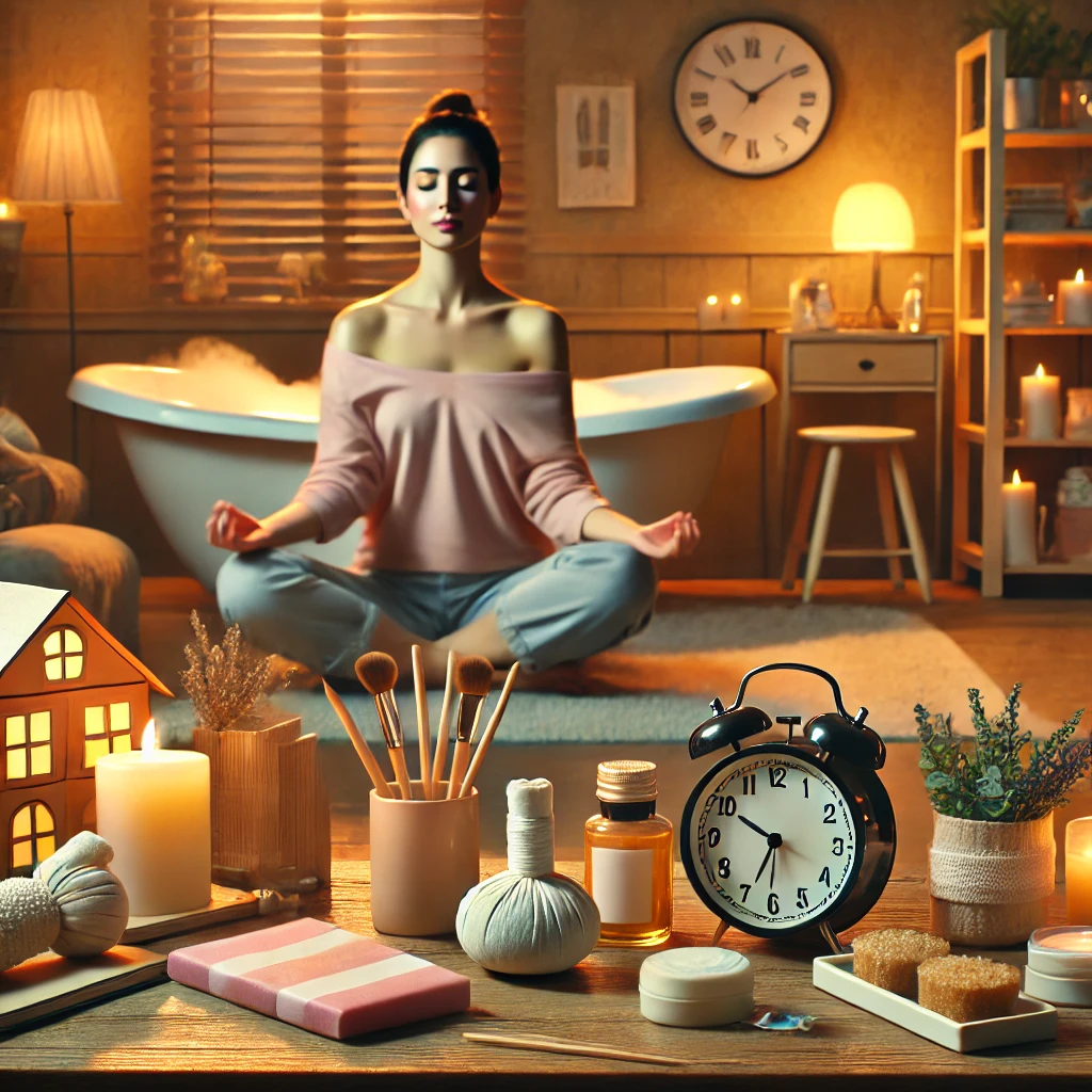 집에서 요가를 하는 여성의 이미지