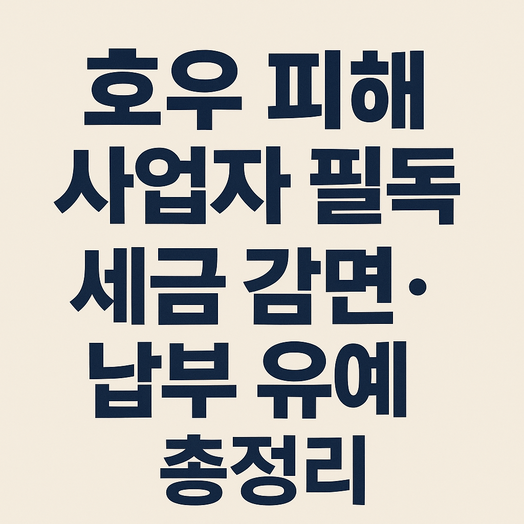호우 피해 사업자 세금 감면과 납부 유예 안내 텍스트 이미지