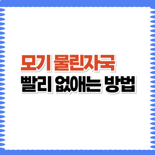 모기 물린자국 오래갈 때 빨리 없애는 방법