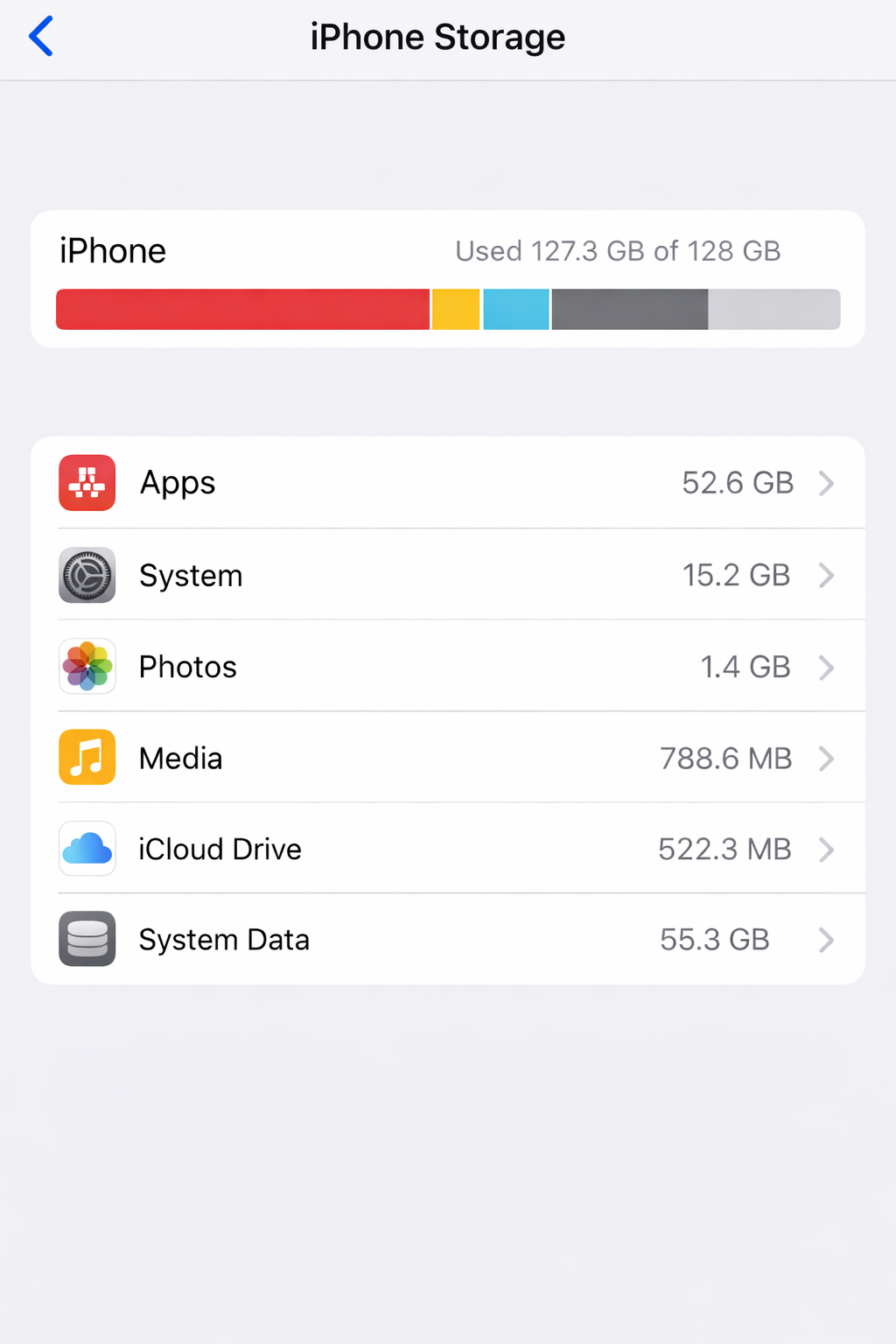 앱 정리와 캐시 정리 후 System Data가 감소하며 사용 가능한 저장공간이 늘어난 iPhone Storage 화면 예시



 앱 정리와 캐시 정리를 완료하면 시스템 데이터가 줄어들고, 실제 사용 가능한 저장공간이 늘어납니다. 이 화면은 정리 후 저장공간 막대 비율이 달라진 상태를 보여줍니다.