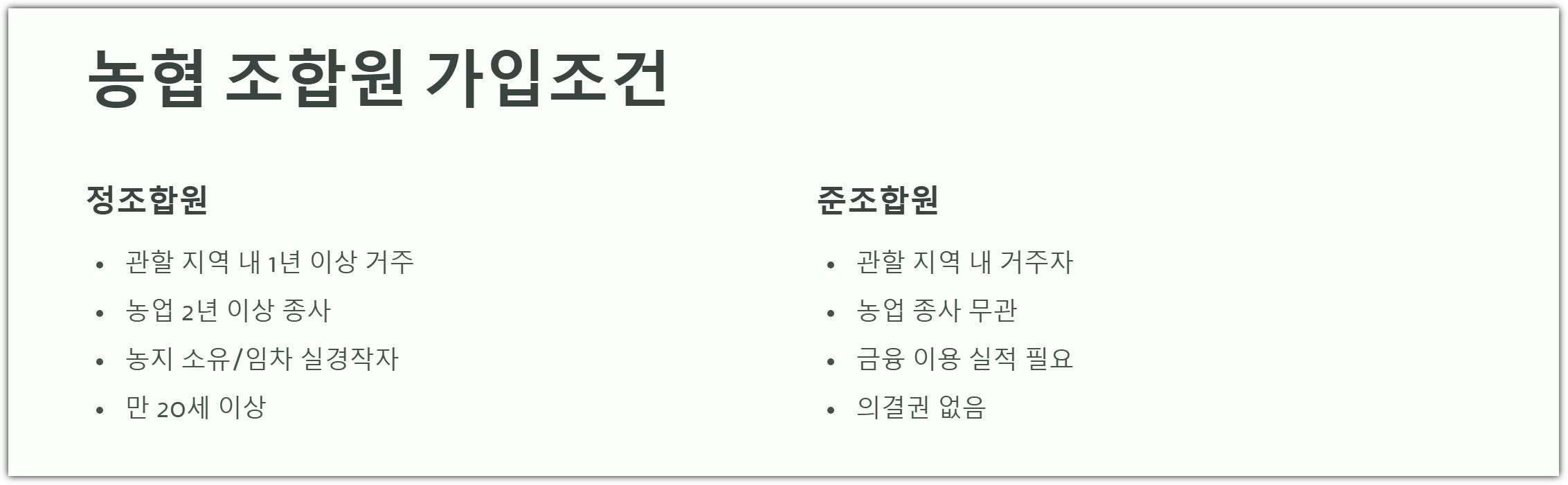농협 조합원 가입조건