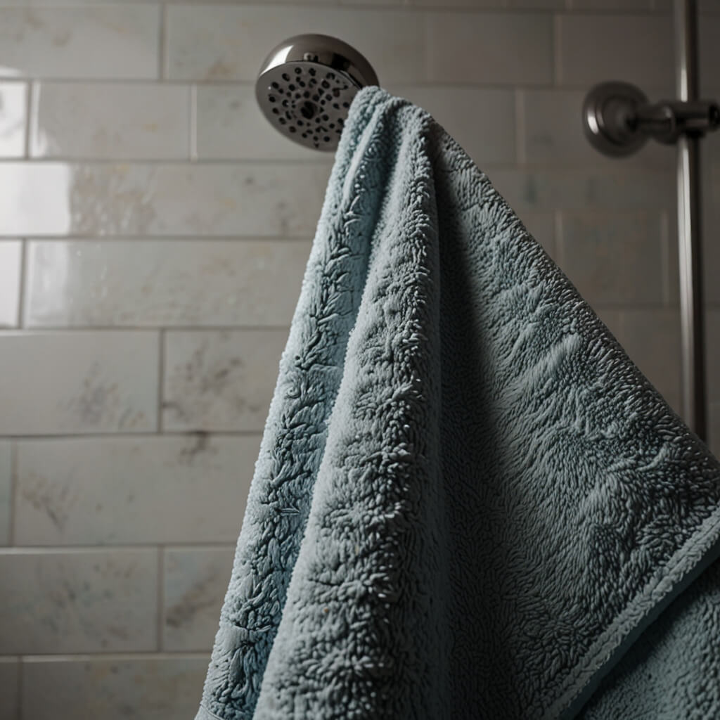 샤워헤드에-걸어놓은-수건