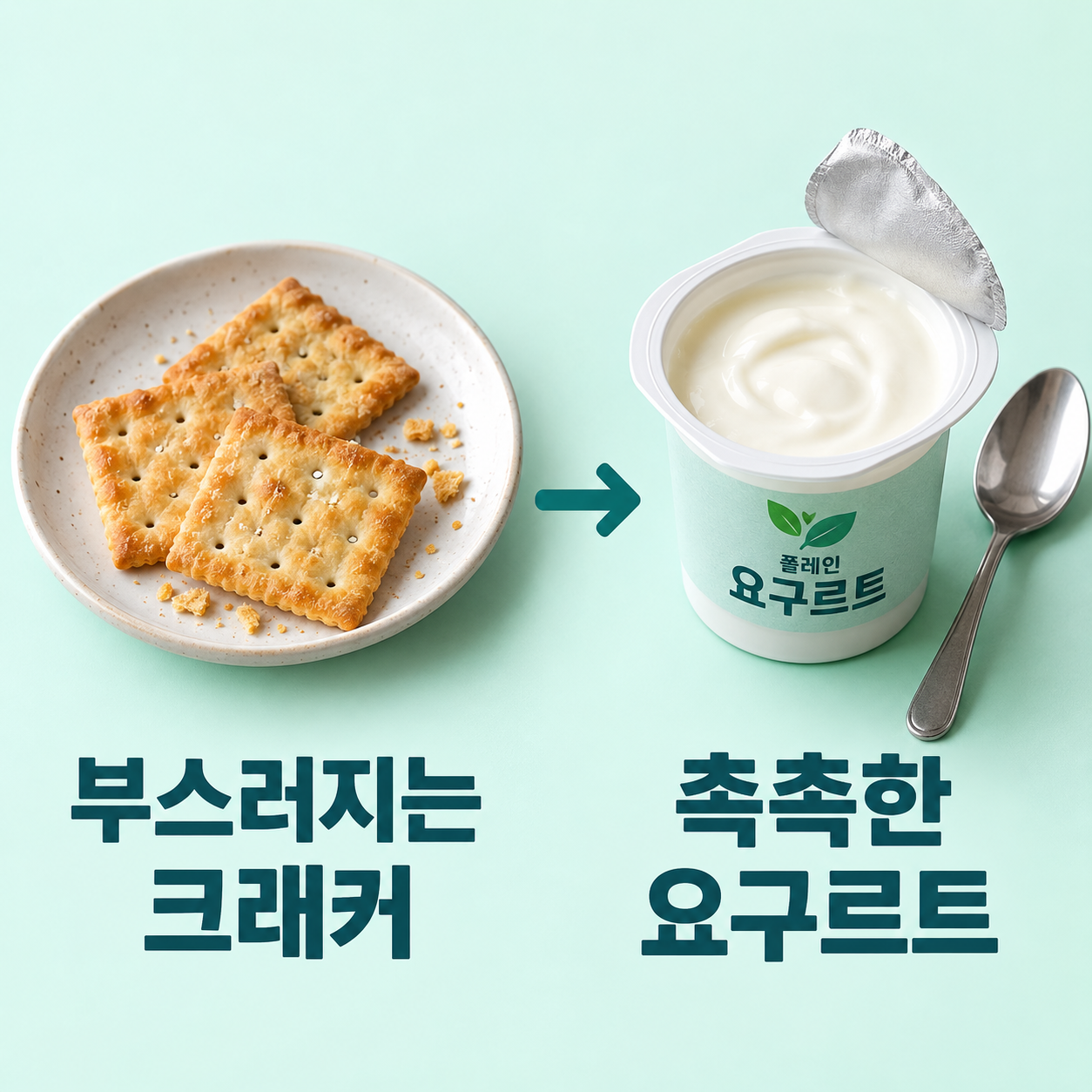 크래커: 부담 &mdash; 마른 부스러기; 크래커: 교체 &mdash; 요구르트&middot;부드러운 커스터드