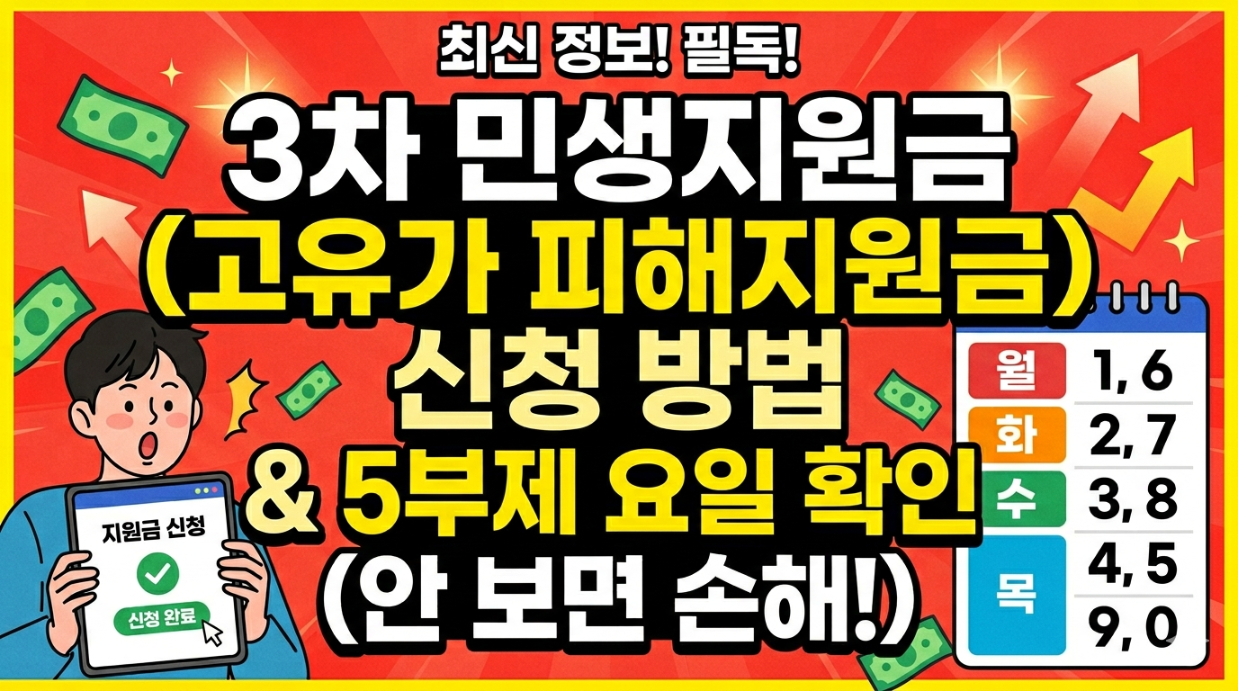 3차 민생지원금(고유가 피해지원금) 신청 방법 &amp; 5부제 요일 확인 (안 보면 손해!)