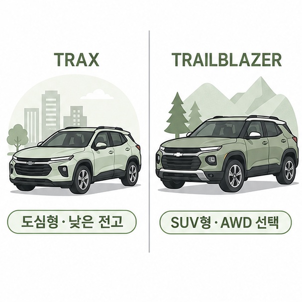 트랙스와 트레일블레이저 차이 비교