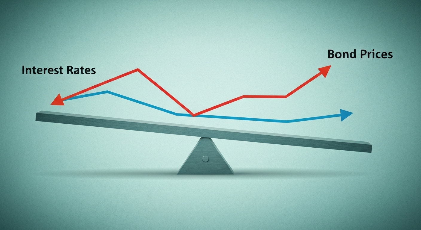 금리와 채권과의 역의 상관관계를 나타내는 이미지