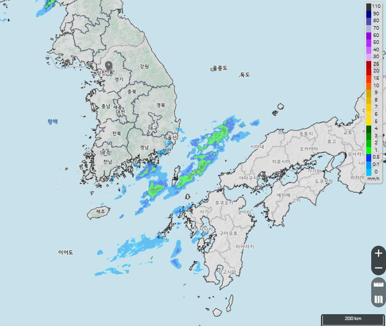 초단기 강수예측 화면