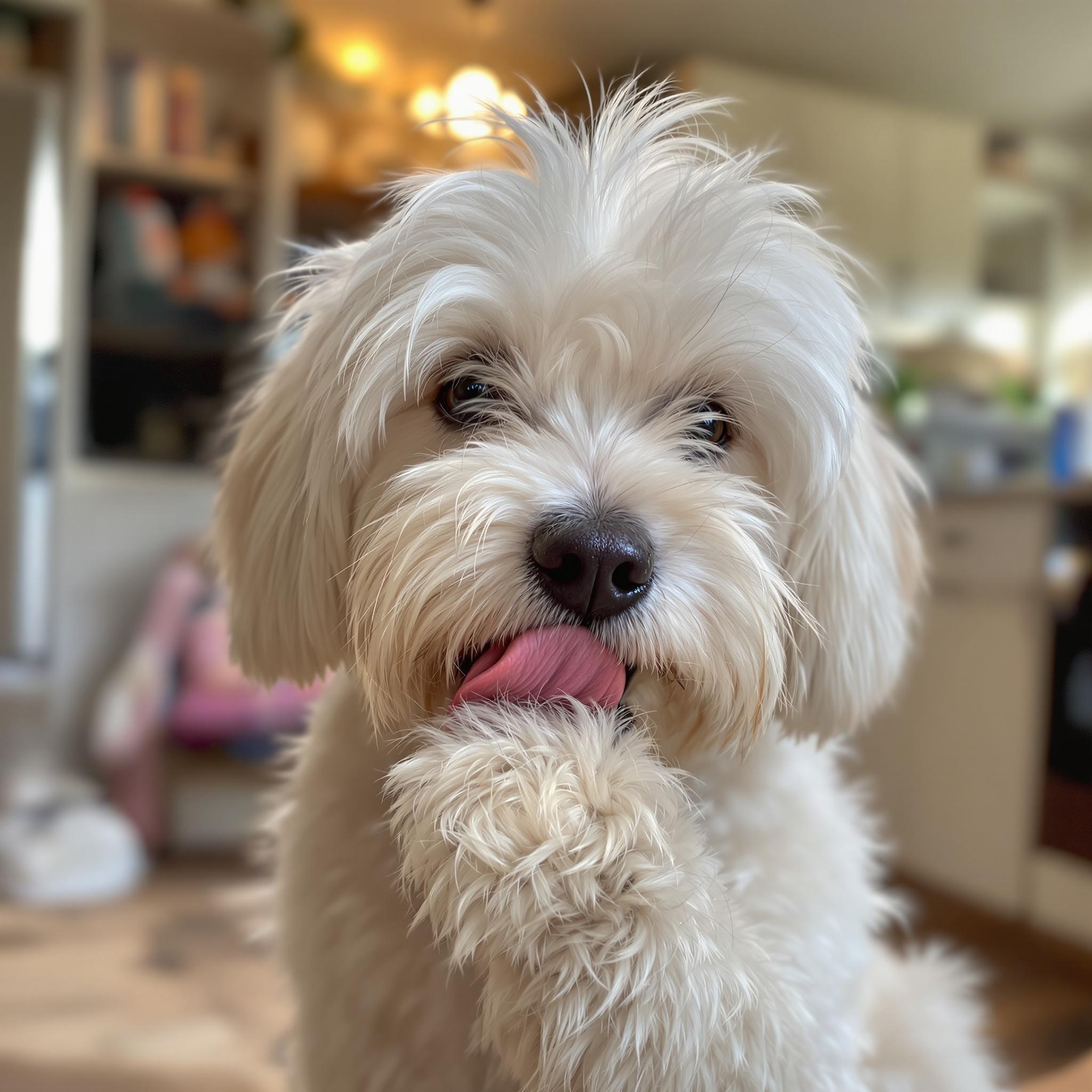 발을 핥는 말티즈