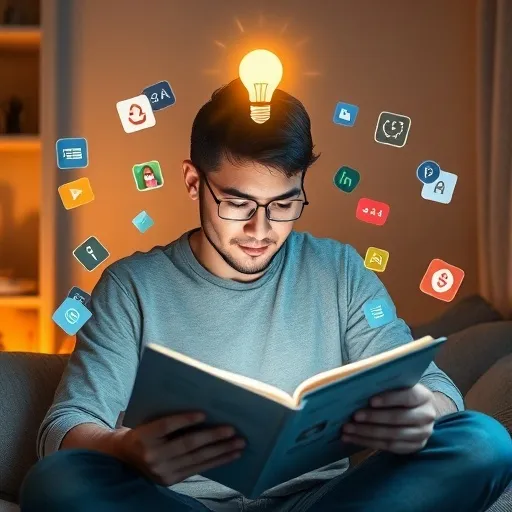 사람이 책이나 태블릿 PC를 통해 이더리움과 블록체인 보안에 대한 내용을 공부하는 모습입니다. 머리 위로는 깨달음의 전구 아이콘이 떠오르고, 주변에는 보안 팁이나 안전 수칙을 나타내는 작은 아이콘들(예: 2FA, 최신 소프트웨어 업데이트)이 떠다닙니다. 지식이 방패가 되어 위협을 막아내는 듯한 효과를 더합니다.