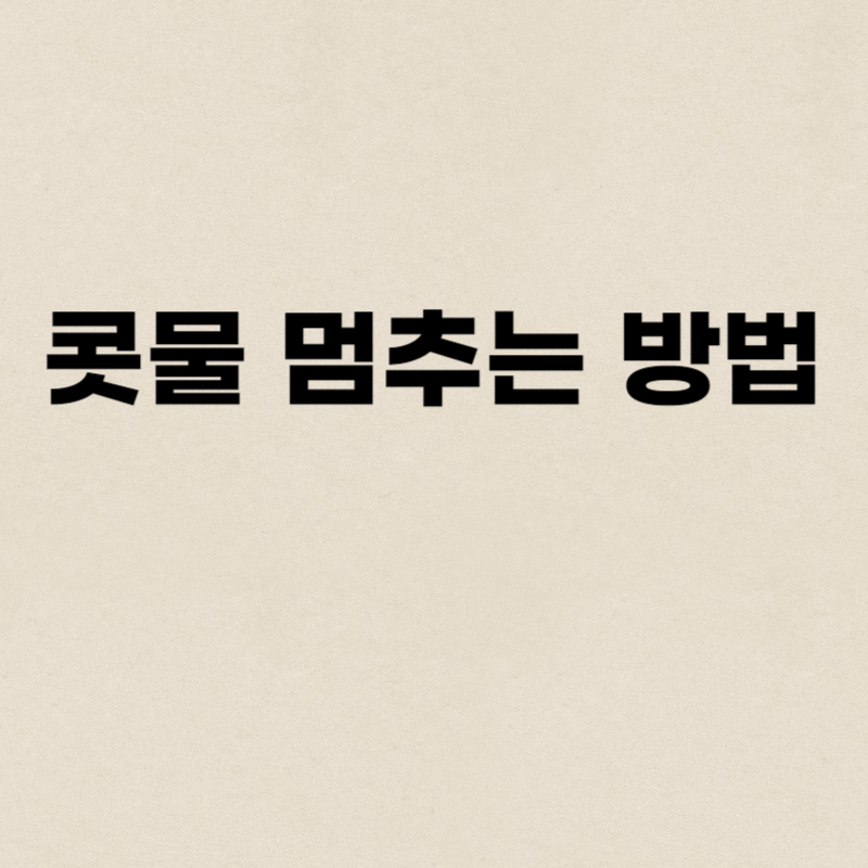 콧물 멈추는 방법