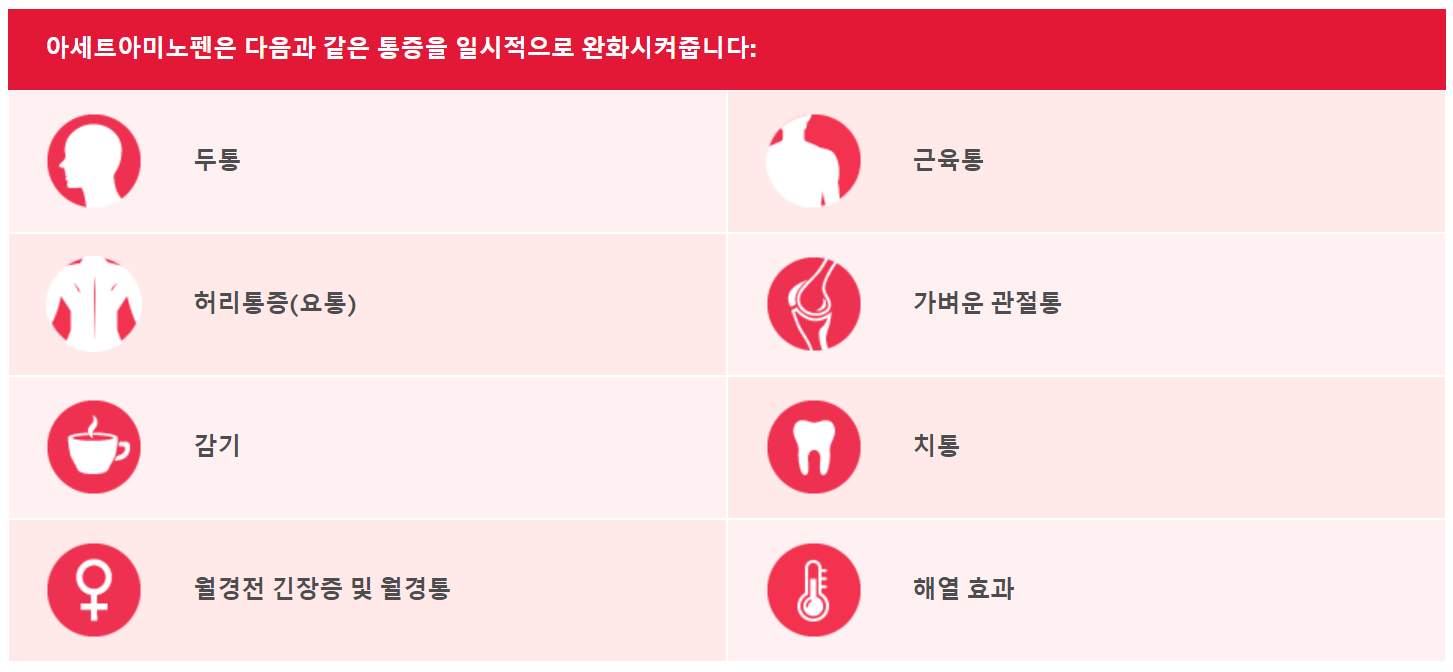 타이레놀 주요 효능 (증상)