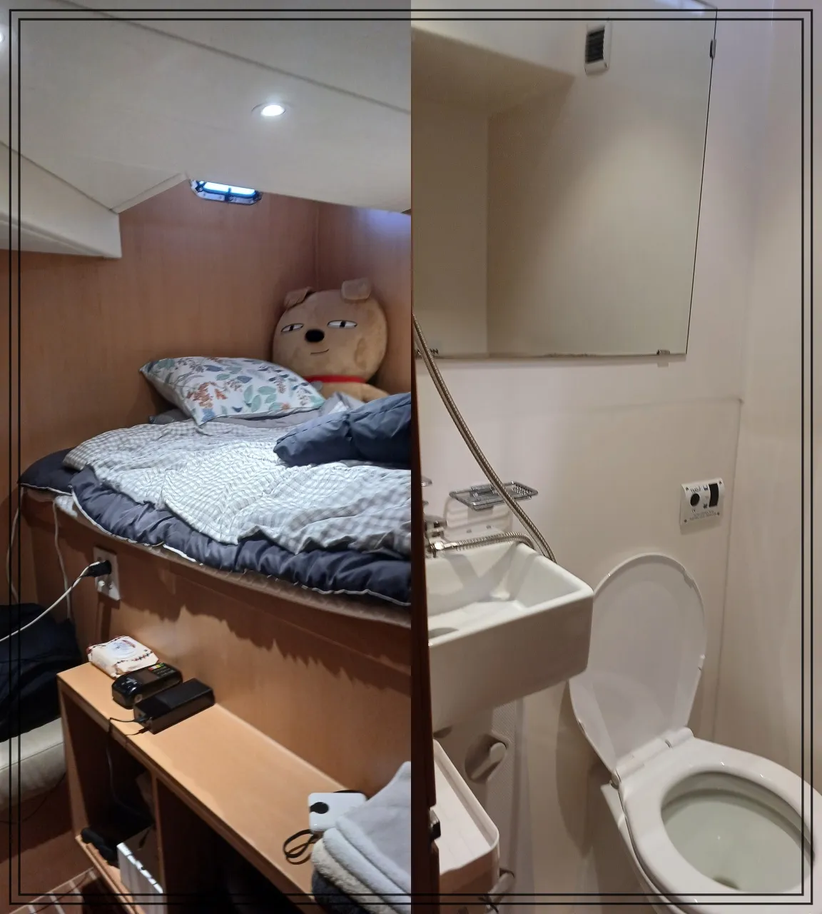 부산요트투어-내부모습-화장실과-침대가-있는-모습