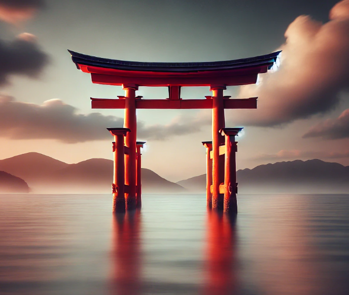 일본식-도리아-문-강-위에-있다