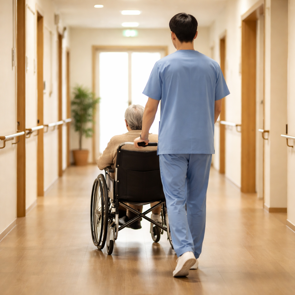 요양원에서 일을 하고 있는 이수형