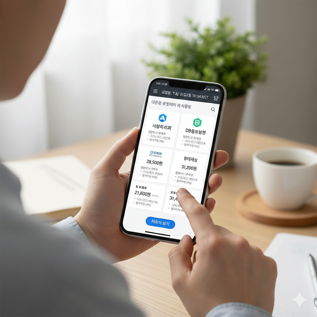 2026년 다이렉트 치아보험 추천 상품 보험료 비교 화면 스마트폰 이미지