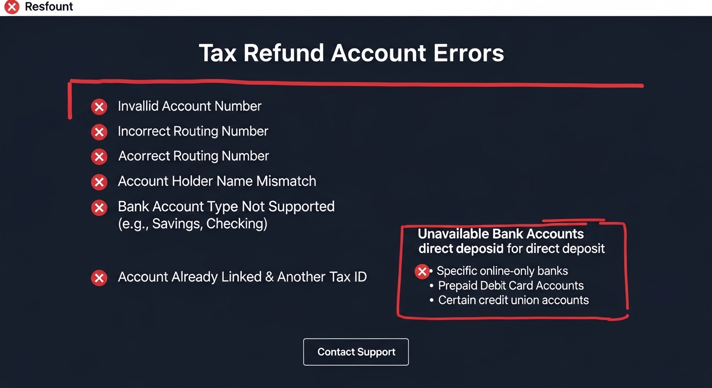 계좌 등록 시 발생할 수 있는 오류와 불가능한 은행 계좌 리스트 안내