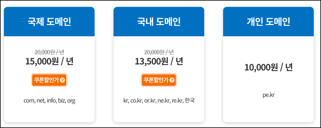 도메인 가격
