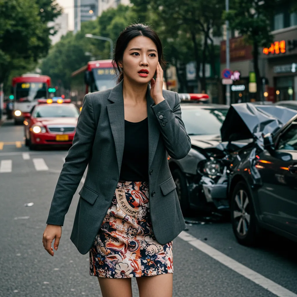 교통사고_당황한 여성