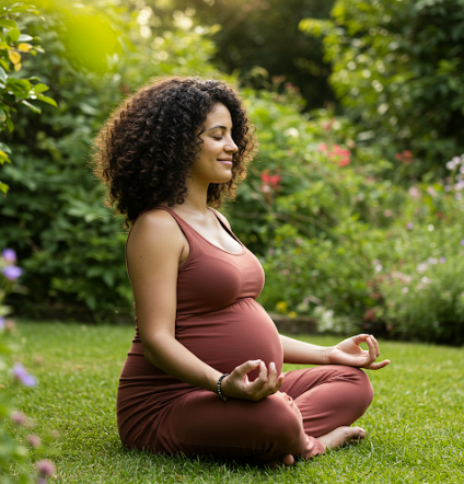 명상을 하고 있는 임산부