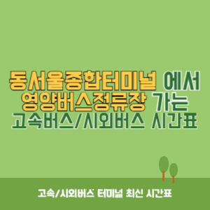 동서울종합터미널에서 영양버스정류장 방향 고속버스_시외버스 시간표 최신정보