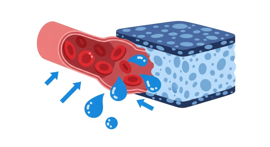 혈관에서 조직으로 수분이 새어 나와 부종이 생기는 원리 그림