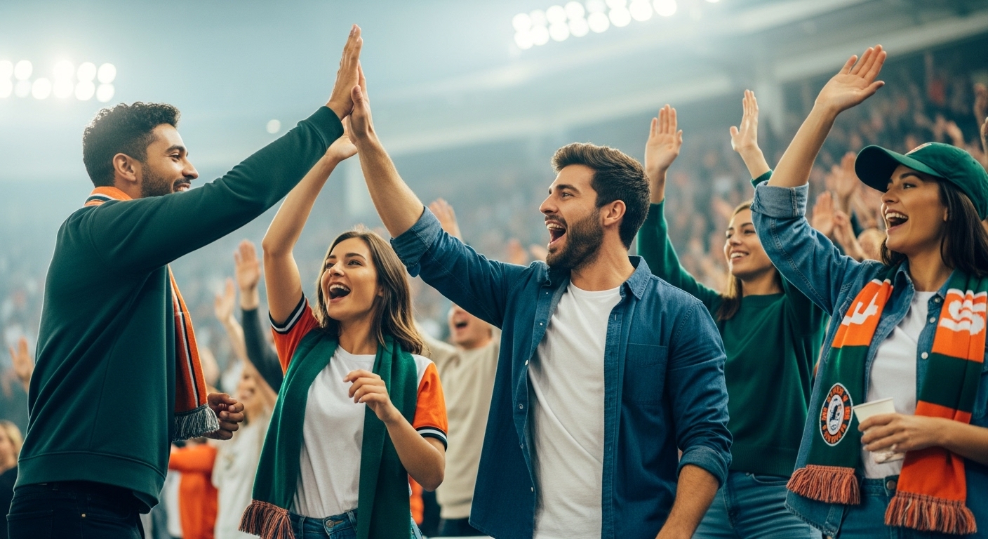 2025 한국시리즈 야구 경기장에서 함께 응원하며 즐거워하는 친구들