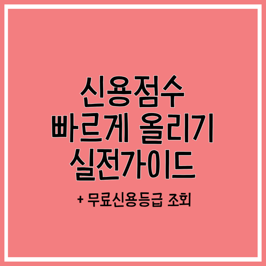 신용점수 빠르게 올리는 법 – 실전 가이드 (+무료 신용등급 조회)