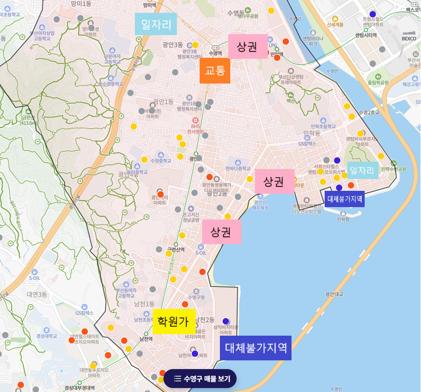 부산시 수영구 입지지도