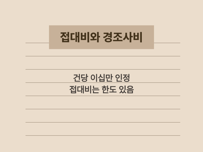거래처 접대비와 경조사비의 경비 처리 조건 요약 카드