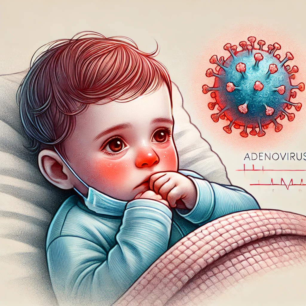 아데노바이러스로 인한 고열로 힘들어하는 아이의 모습