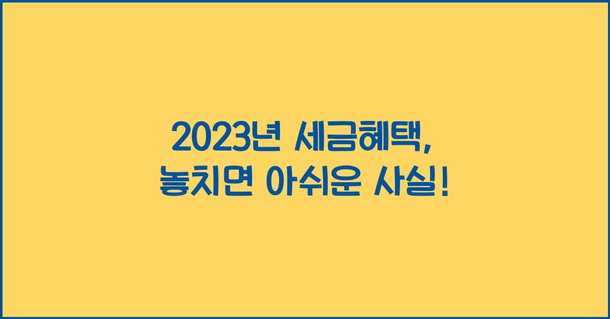 2023년 세금혜택