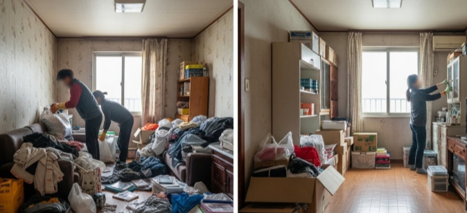 장흥 고독사청소 및 정리중