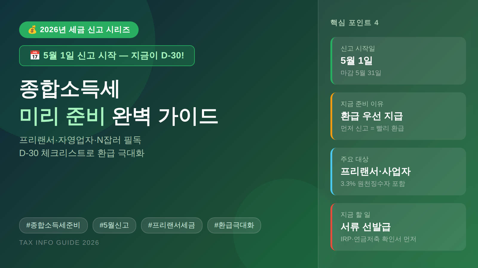 종종합소득세 미리 준비 2026 D-30 체크리스트