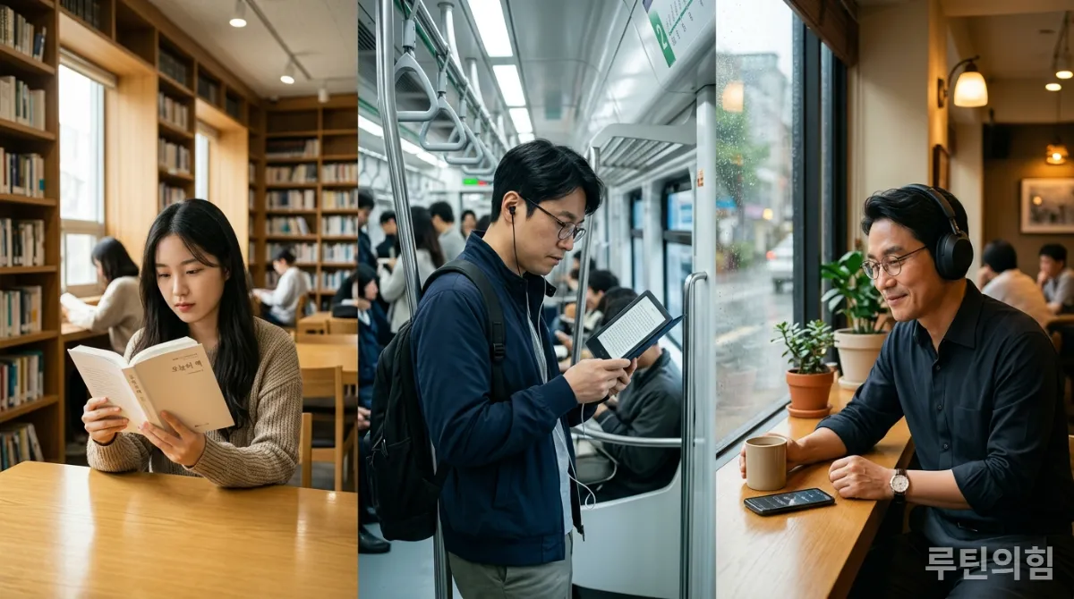 다양한 장소에서 각자의 독서 루틴을 즐기는 한국인들