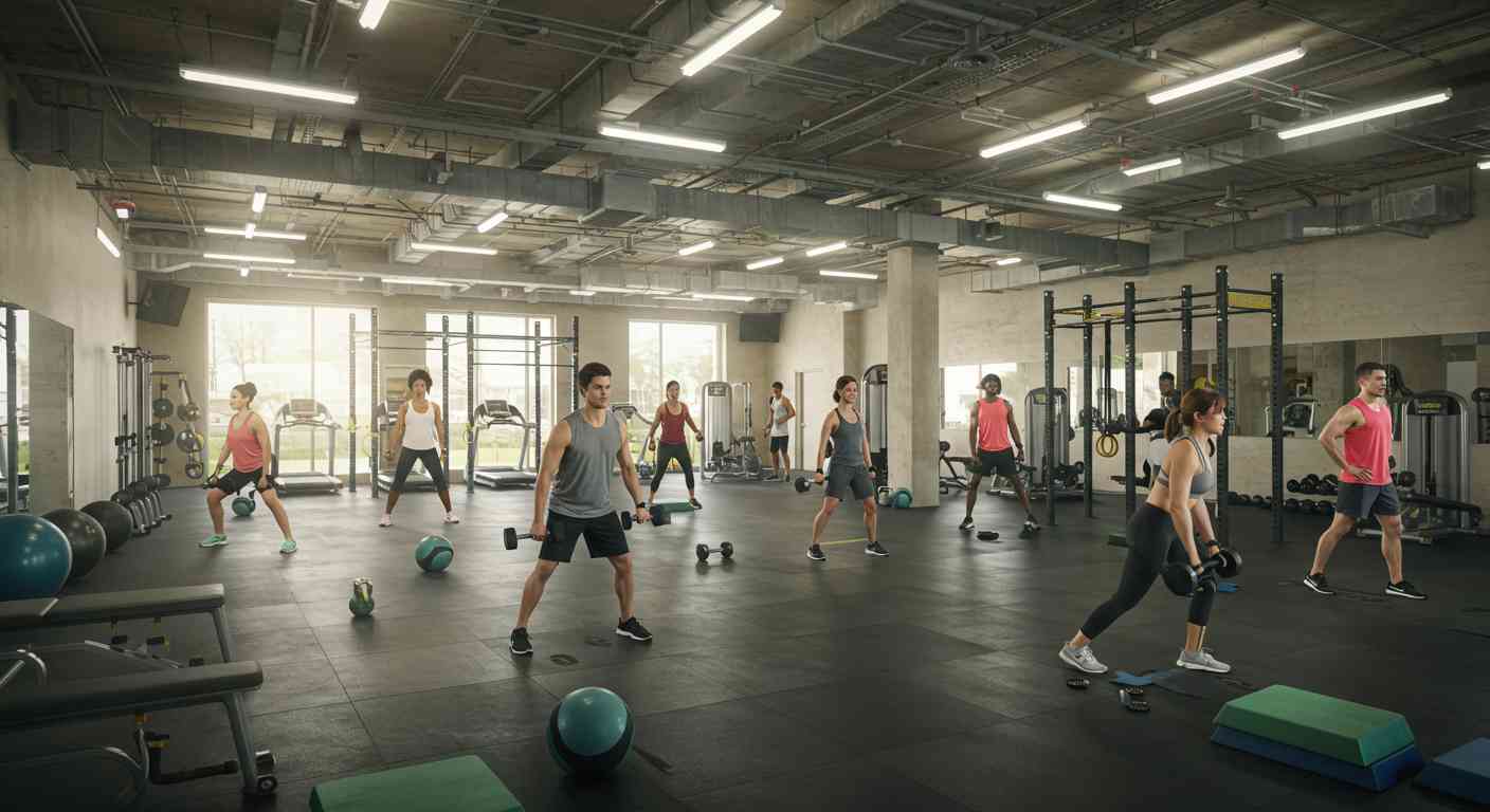 짐에서 운동하는 사람들