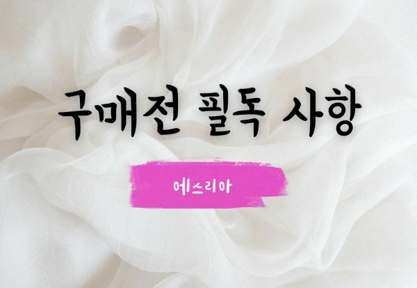 에스리아 구매전 필독 사항