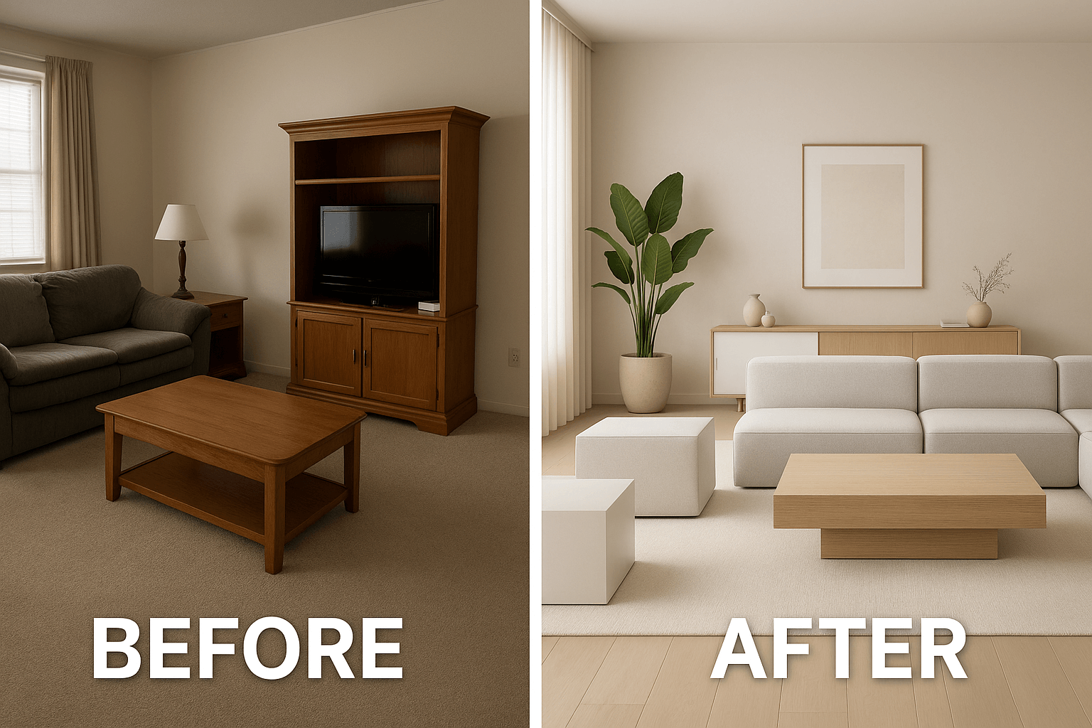 미니멀 인테리어 비포&amp;애프터 이미지