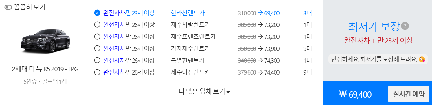 돌하루팡 렌트카 가격비교