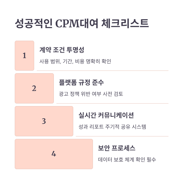 성공적인 CPM대여를 위한 체크리스트