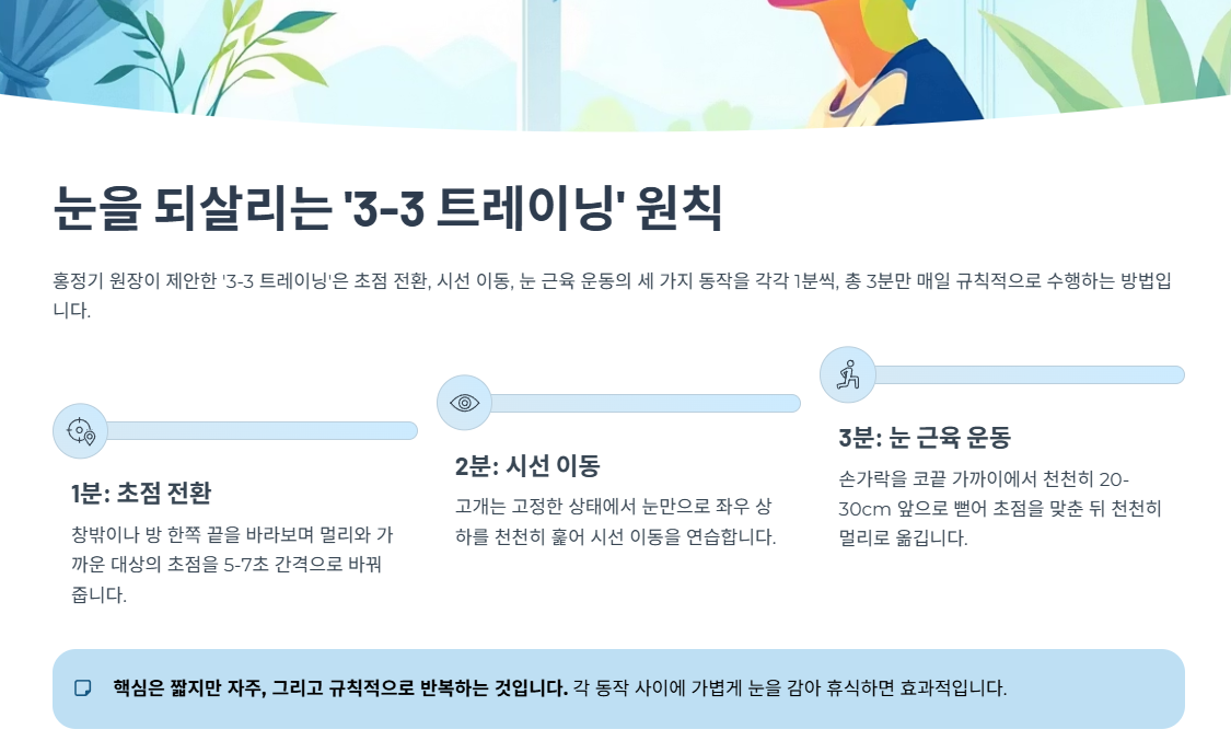 눈을 되살리는 ‘3-3 트레이닝’ 원칙