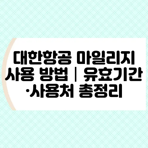 대한항공 마일리지 사용 방법│유효기간·사용처 총정리