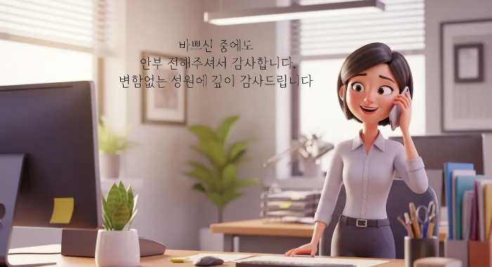 거래처-비즈니스-인사말-여자-전화