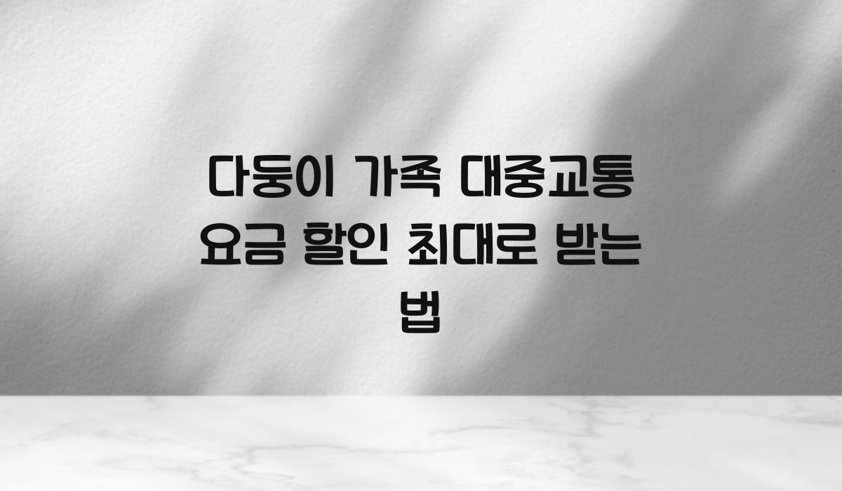 다둥이 가족 대중교통 요금 할인